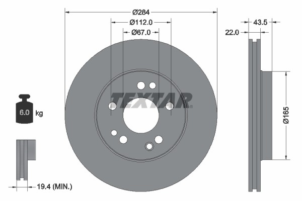 TARCZA HAMULCOWA DB PRZÓD W124 250