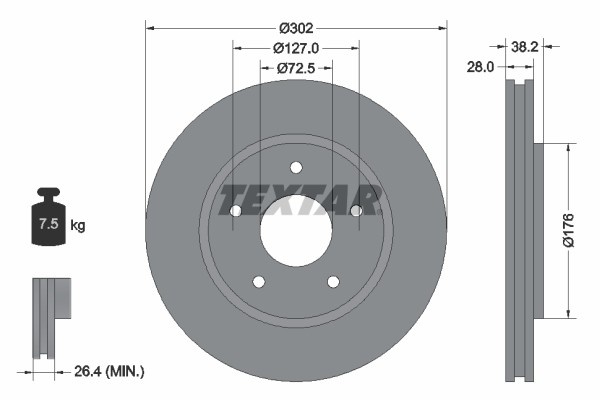TARCZA HAMULCOWA CHRYSLER PRZÓD VOYAGER 00-